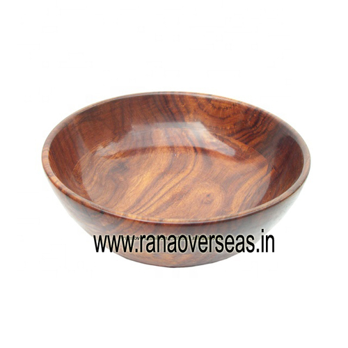 Wood Footed Round Flared Serving Bowl For Fruits Or Salads