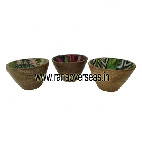 Wood Wooden Finished Footed Serving Bowl For Fruits Or Salads S /3