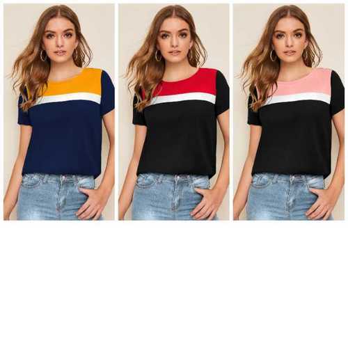 Designer Trendy T-Shirt - Knitting Fabric, Round Neck Half Sleeves, Available in Red Color, Sizes S to XL