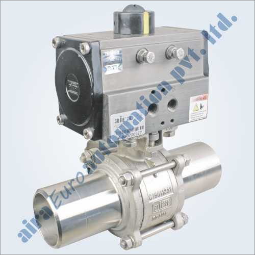 Pneumatic 3 Pc Design Butt Weld Floating Ball Valve - ASTM A216 Gr. WCB, Size 1/2" to 4", Pressure Up To 10 KGS/CM2 , Suitable for Air, Water, Oil, Gas & Chemicals
