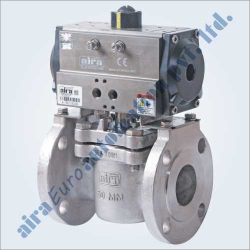 Pneumatic 2 Way Plug Valve Flanged Application: Air / Water / Oil / Gas & Chemical