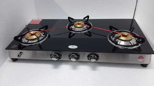  ग्लास टॉप 3 बर्नर गैस स्टोव आयाम (L*W*H): 770X380X7 मिलीमीटर (मिमी) 