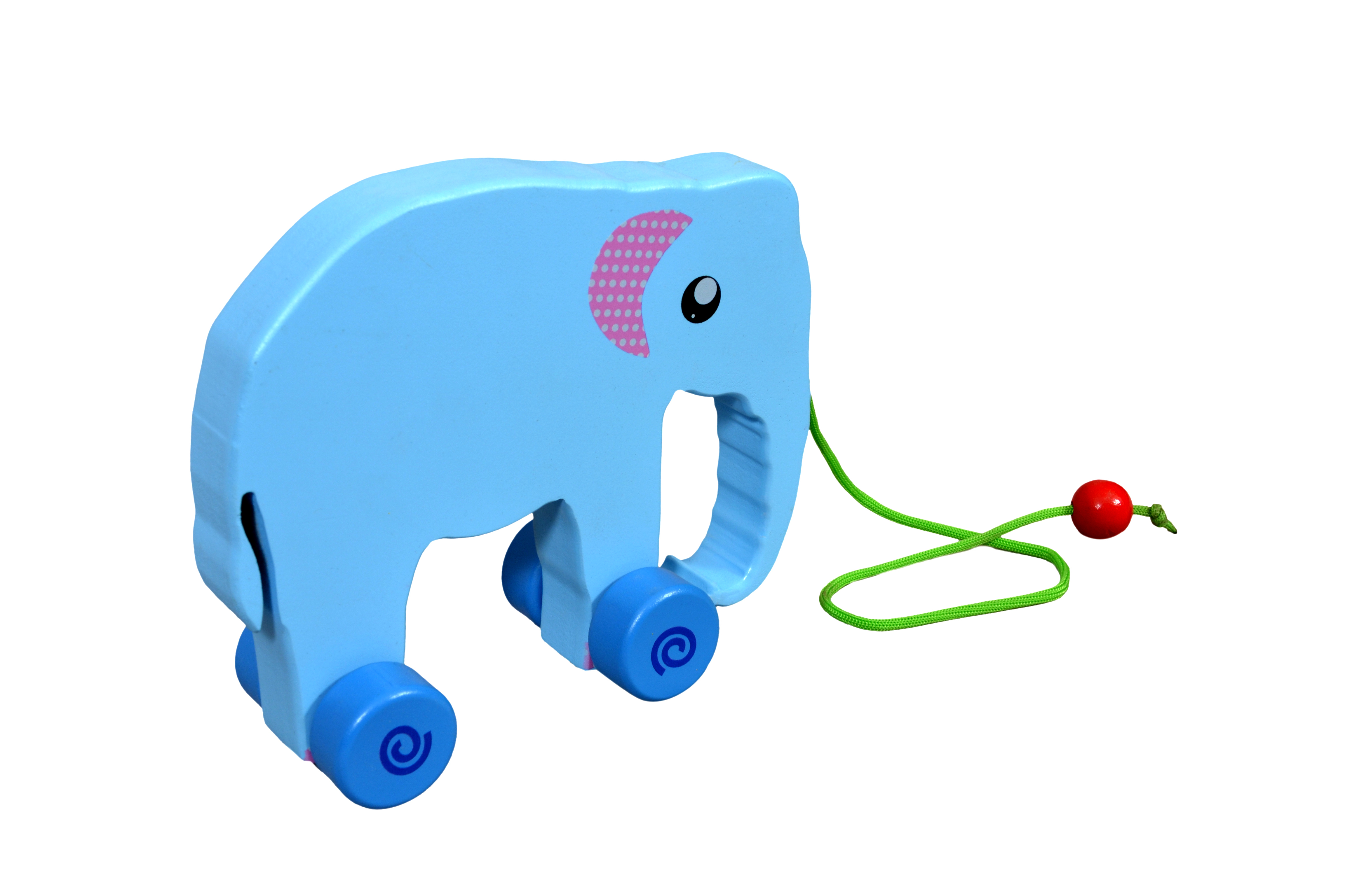 Kidken Pull Along Elephant - Wooden, 12x10 Cm, Blue | Age 1-2, Engages Child In Movement Concepts And Real-world Understanding