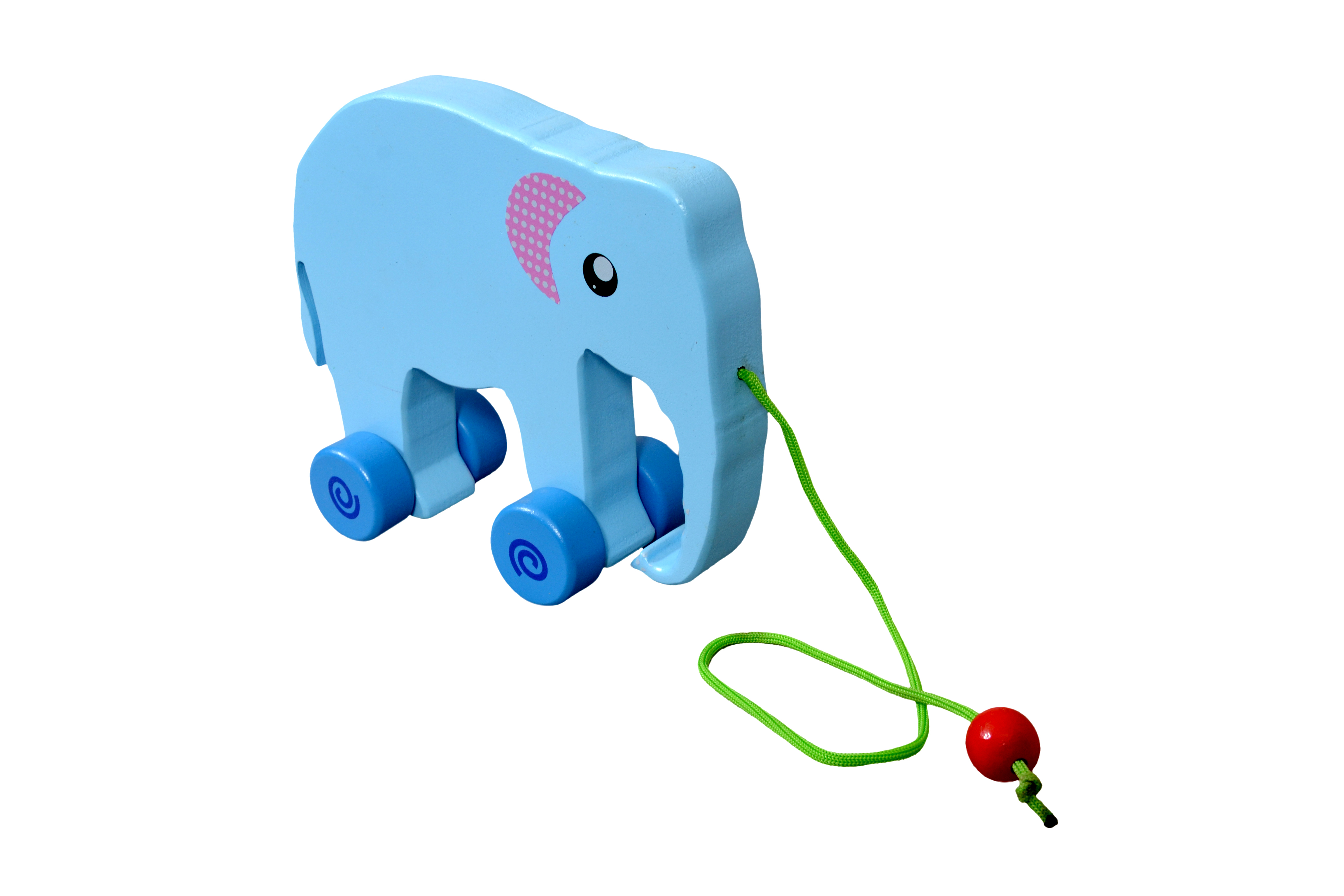 Kidken Pull Along Elephant - Wooden, 12x10 Cm, Blue | Age 1-2, Engages Child In Movement Concepts And Real-world Understanding