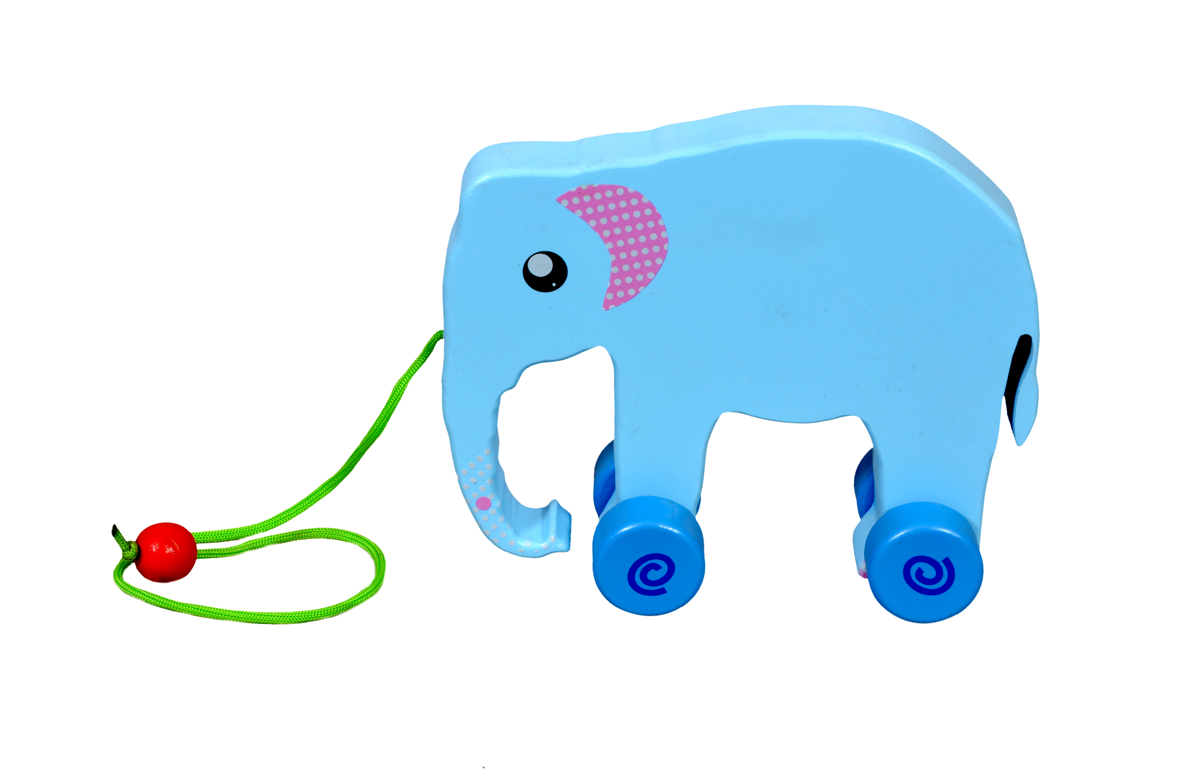 Kidken Pull Along Elephant - Wooden, 12x10 Cm, Blue | Age 1-2, Engages Child In Movement Concepts And Real-world Understanding
