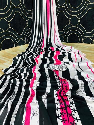 मल्टी कलर लेडीज़ प्योर साटन सिल्क साड़ी