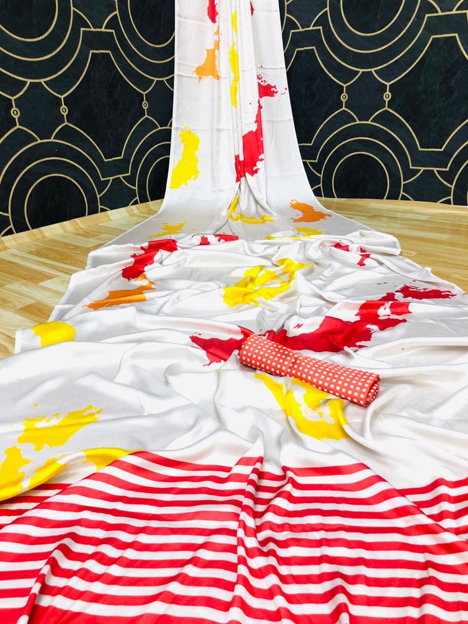 Multi Colour Ladies Pure Satin Silk Saree