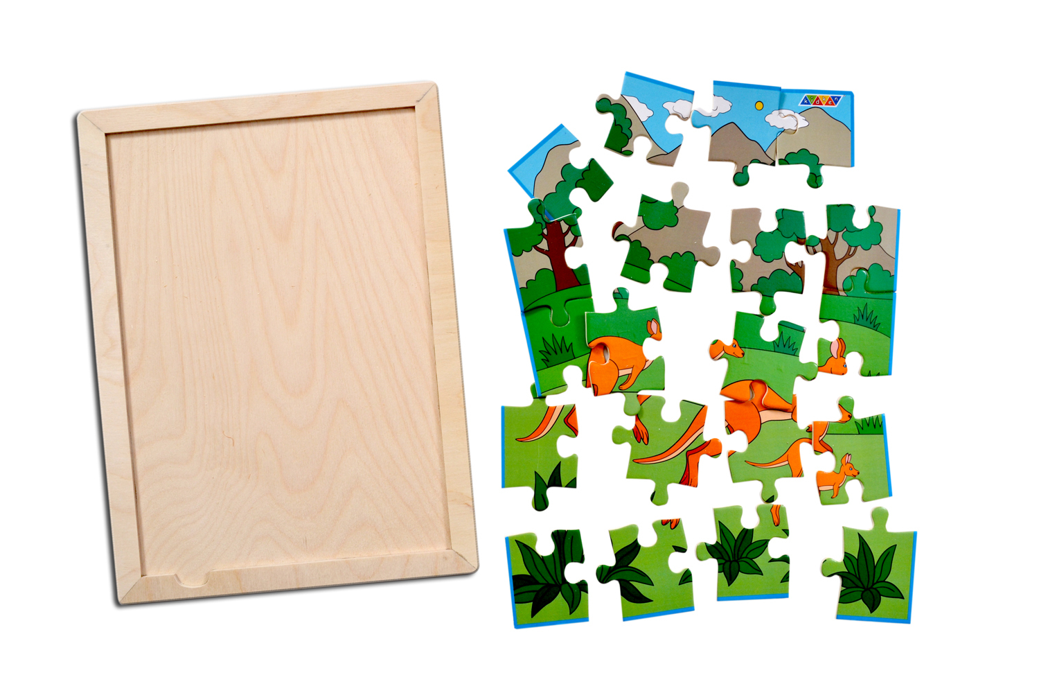 Kidken Kangaroo Family Jigsaw Puzzle With Colouring Sheet - Wooden, 21x29 Cm, Multi | Durable Design, Encourages Logical Thinking & Fine Motor Skills