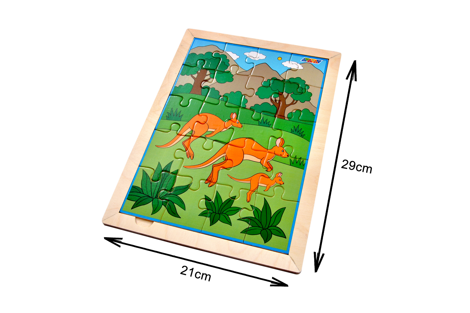 Kidken Kangaroo Family Jigsaw Puzzle With Colouring Sheet - Wooden, 21x29 Cm, Multi | Durable Design, Encourages Logical Thinking & Fine Motor Skills