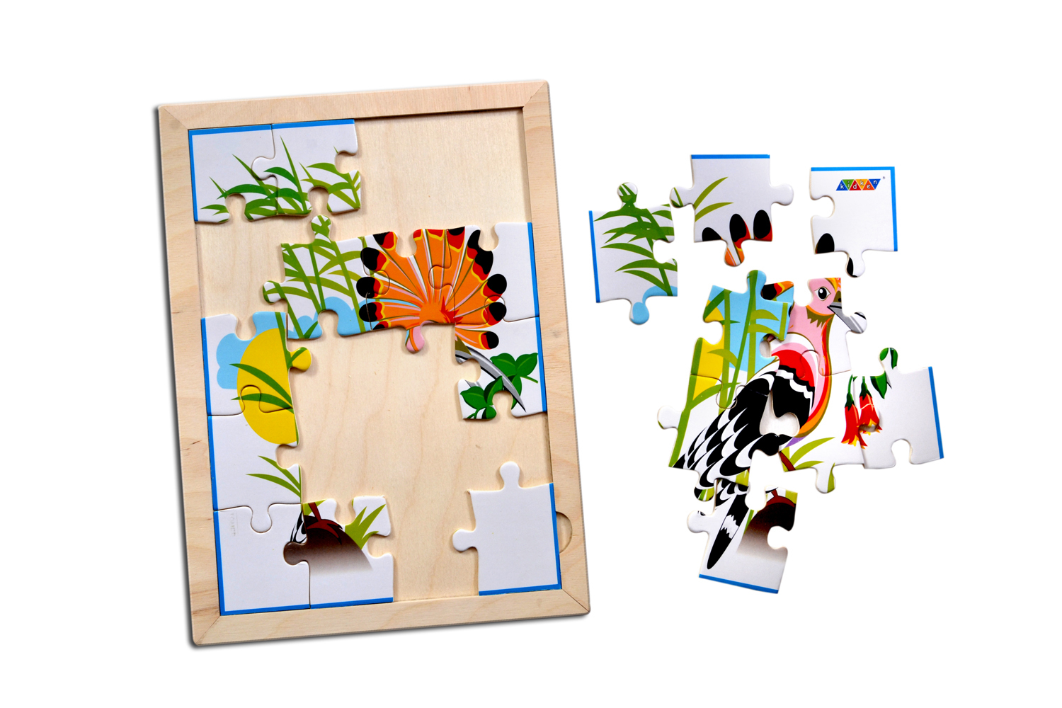 Kidken Bird Jigsaw Puzzle With Colouring Sheet - Wood, 21x29 Cm, Multi | Encourages Logical Thinking, Fine Motor Skills, And Visual Development