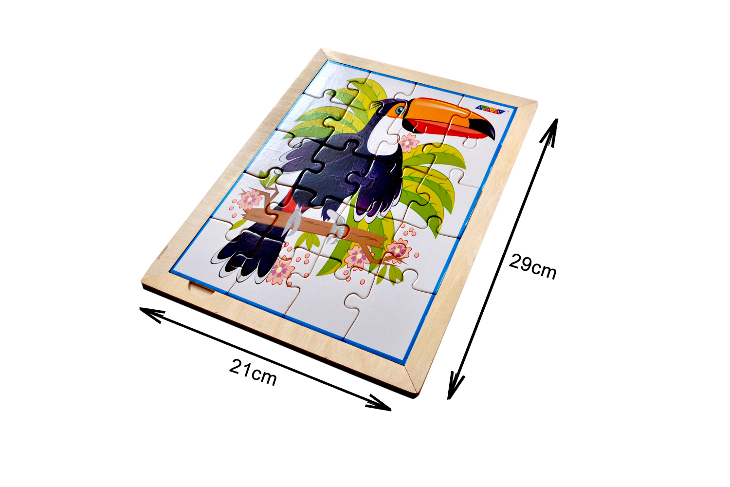 Kidken Toucan Bird Jigsaw Puzzle - Wooden, 21x29 Centimeters, Multi-color | Durable Design, Visual Development, Fine Motor Skill Training