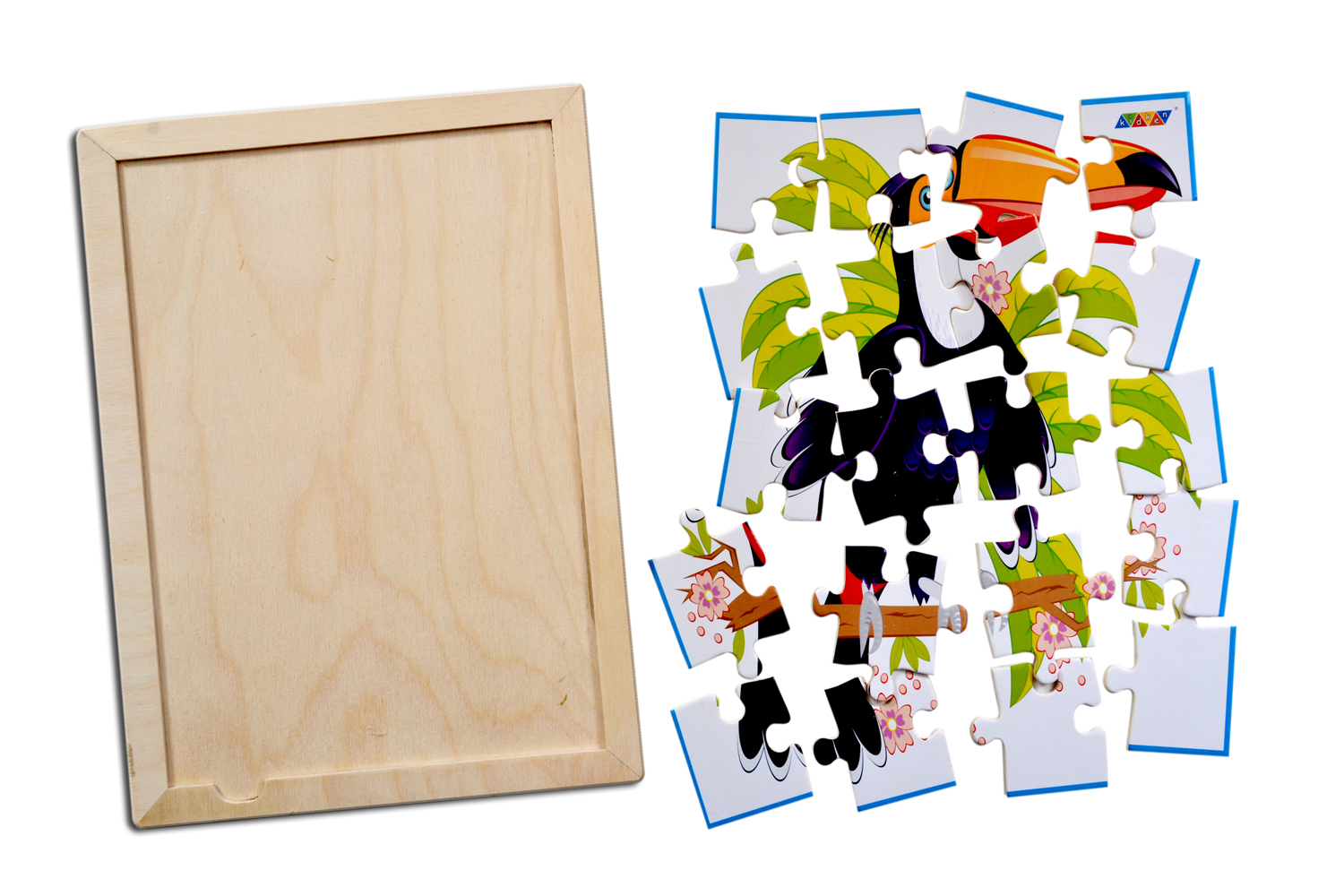 Kidken Toucan Bird Jigsaw Puzzle - Wooden, 21x29 Centimeters, Multi-color | Durable Design, Visual Development, Fine Motor Skill Training