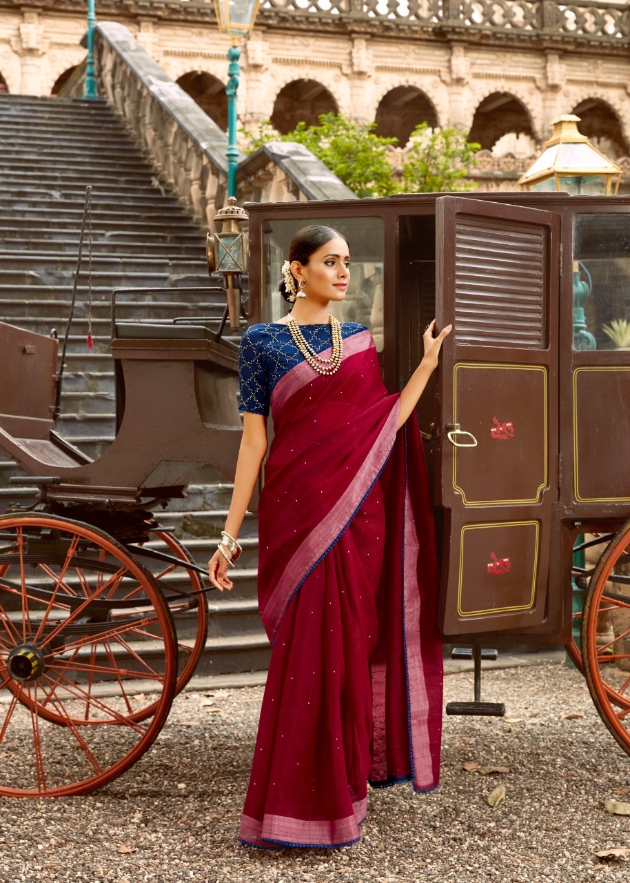 6 Color Available New Designer Linen Bollywood Fancy Saree