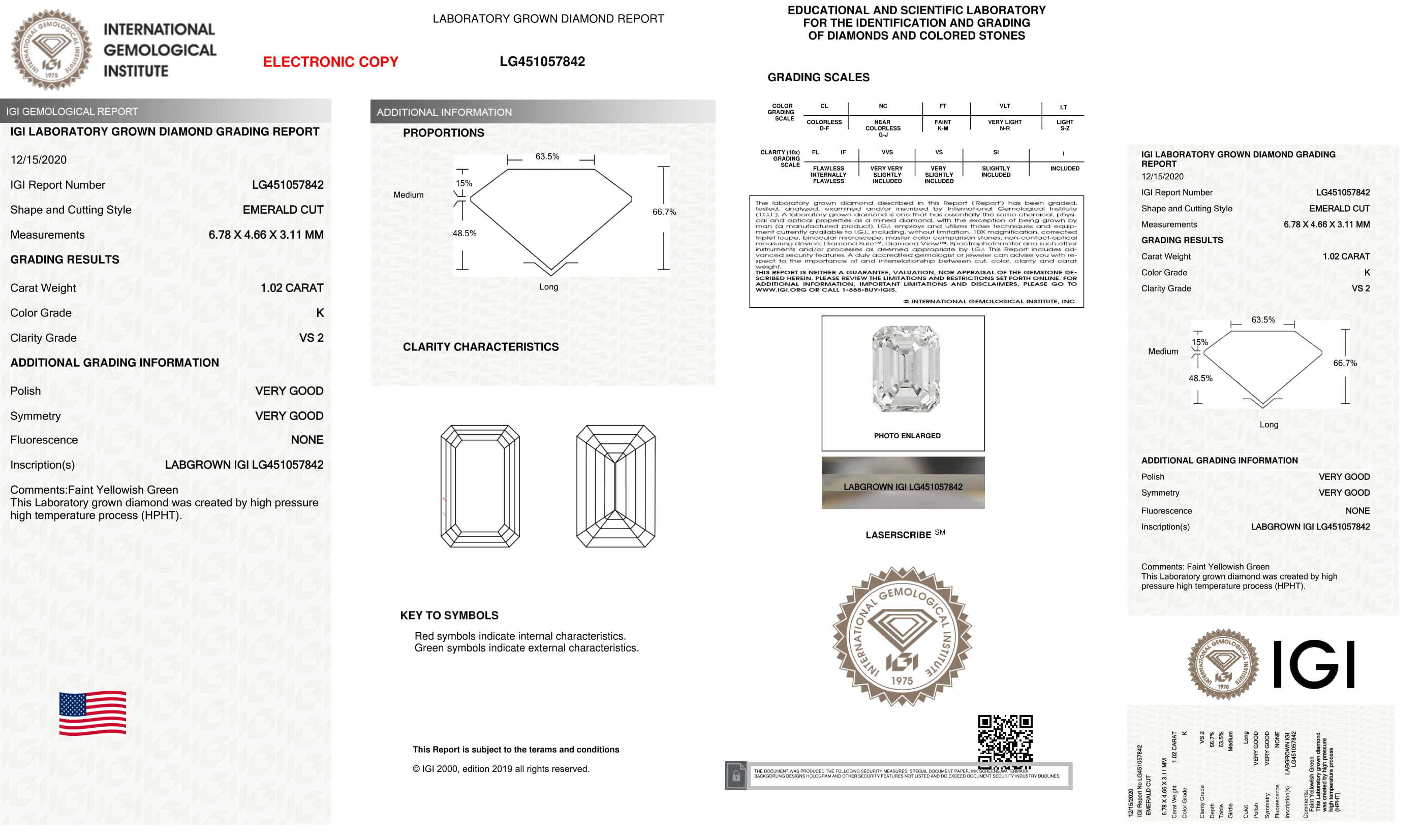 Emerald Shape Diamond Diamond Carat: 1.02ct Carat