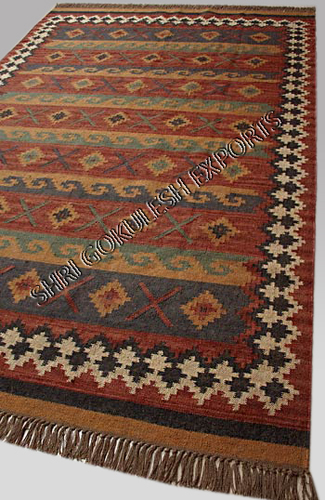 Indian Handmade 100% Jute Flat Weave Decorative Carpets Back Material: Woven Back