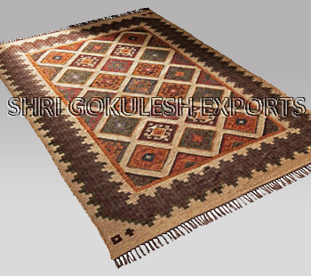 Handmade 100% Jute Flat Weave Indian Style Decorative Carpets Back Material: Woven Back