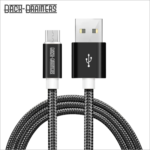 Black Usb Cable - Stainless Steel & Zinc Alloy, 1.2m Length, Black Color | High Voltage Ampere, Solid Round Conductor, 1-year Warranty