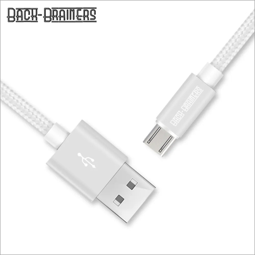 White Usb Cable - Stainless Steel & Zinc Alloy, 1.2 Meter Length, Smooth Braided Sleeve, Flexible Design, High Voltage Ampere, 01 Year Warranty