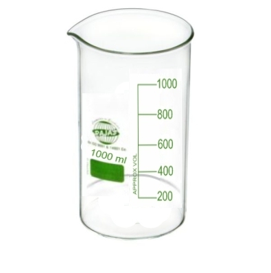 Beaker - 1000 Ml, Borosilicate 3.3, 192 Mm Height, 90 Mm Width | Transparent, Clear Graduation, Spout For Accurate Pouring
