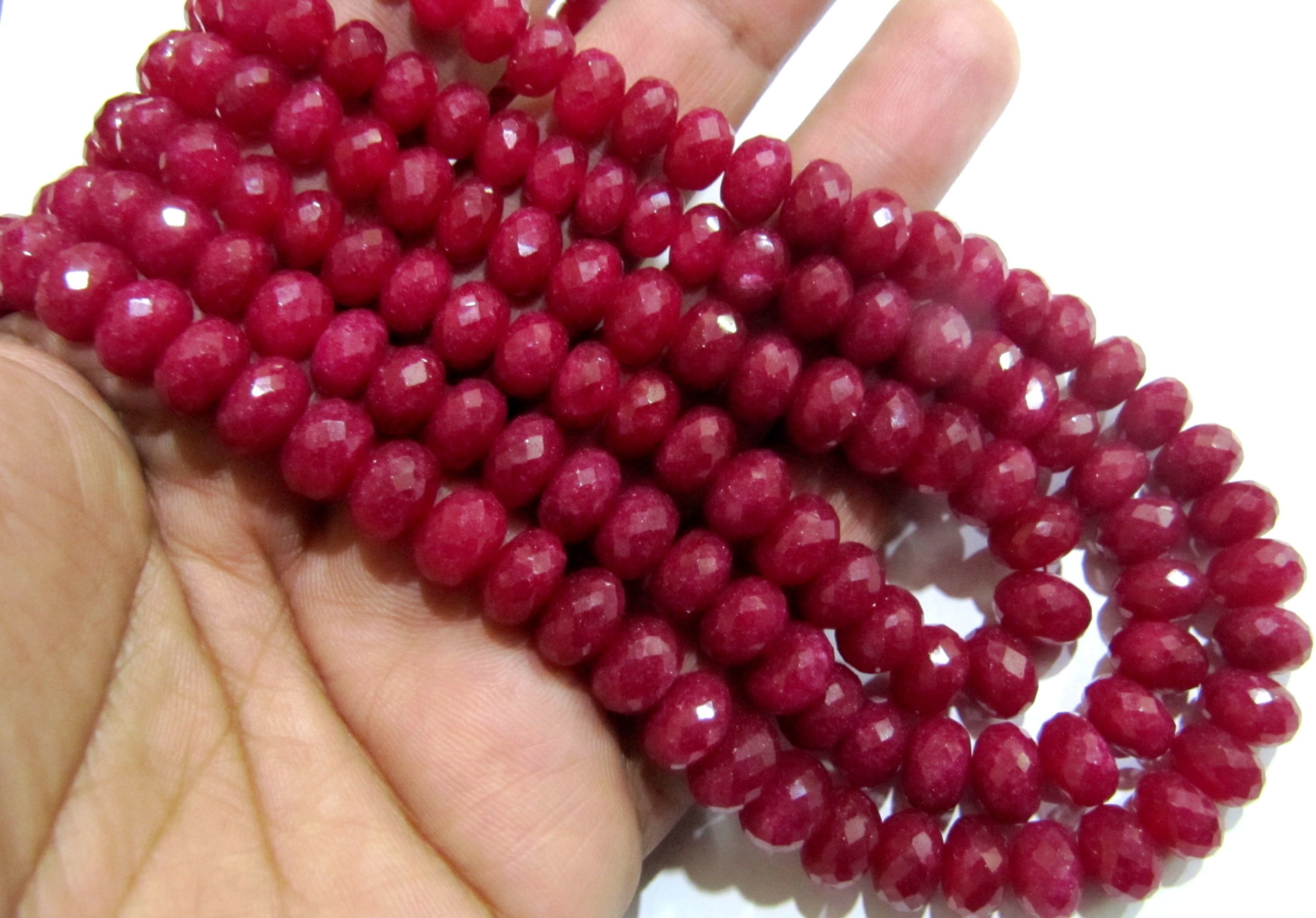 Red Natural Ruby Quartz Rondelle Faceted