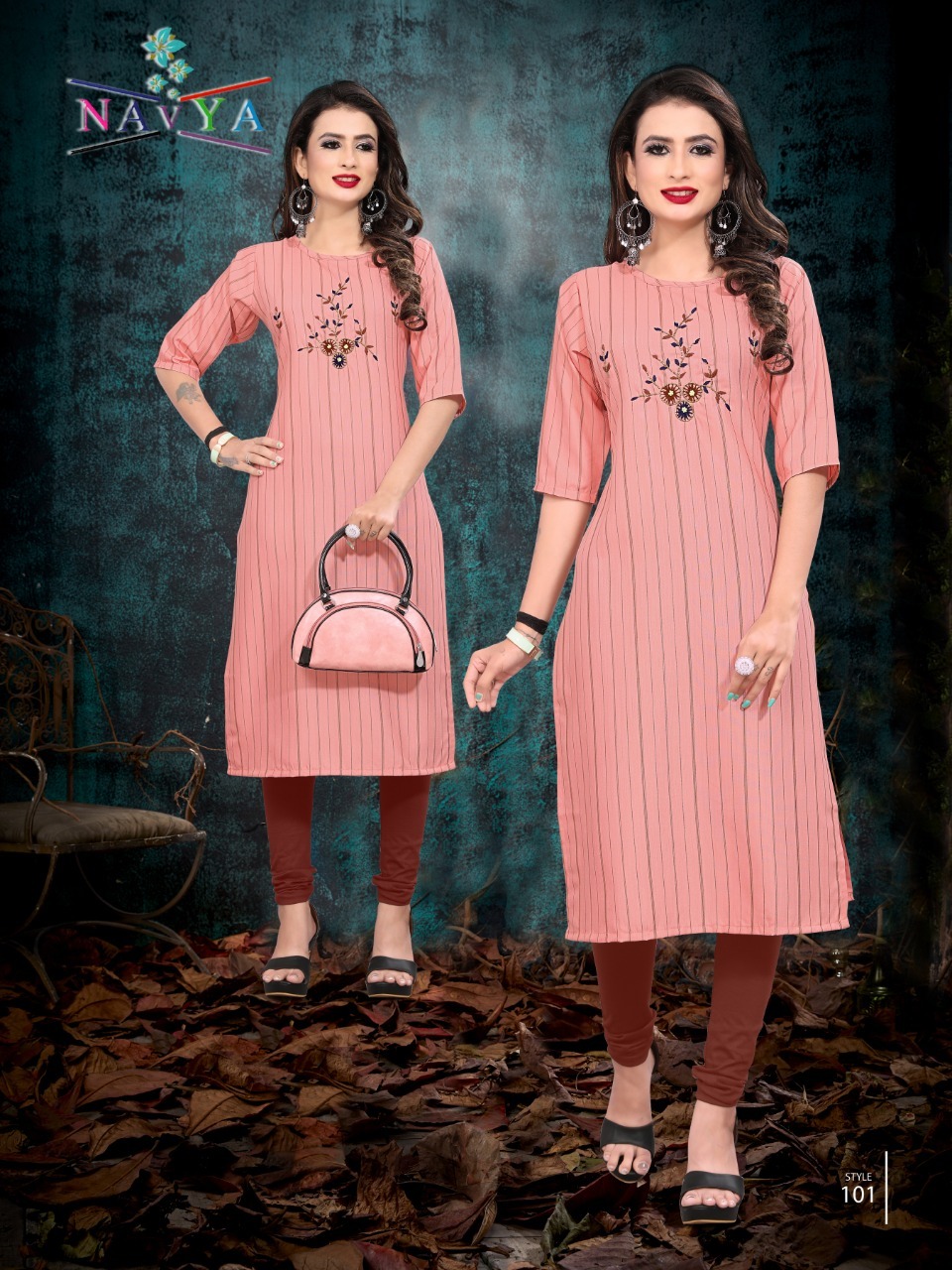 Fashion Bits Diya Slub Lining / Rayon Baze Fabric Kurtis - M(38) To Xxl(44) Size Range, 3-4th Sleeve, Embroidered Pattern, Quick Dry, Washable, Custom Logo Options