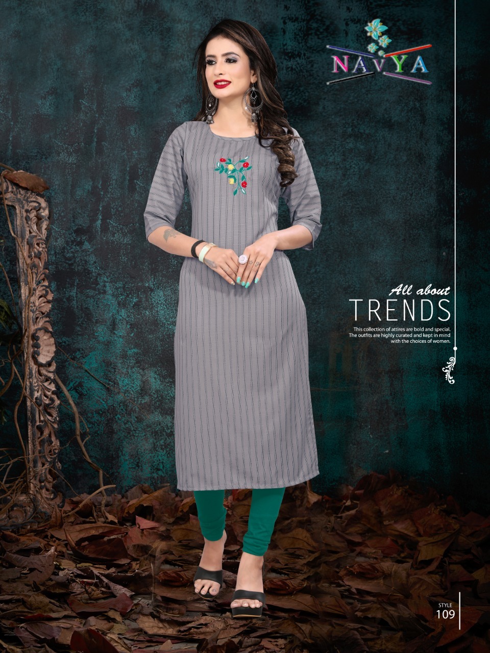 Fashion Bits Diya Slub Lining / Rayon Baze Fabric Kurtis - M(38) To Xxl(44) Size Range, 3-4th Sleeve, Embroidered Pattern, Quick Dry, Washable, Custom Logo Options