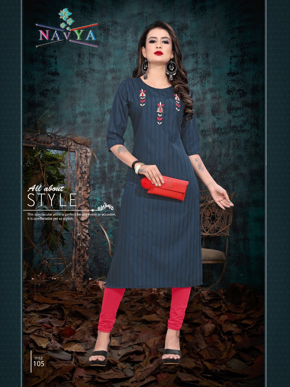Fashion Bits Diya Slub Lining / Rayon Baze Fabric Kurtis - M(38) To Xxl(44) Size Range, 3-4th Sleeve, Embroidered Pattern, Quick Dry, Washable, Custom Logo Options