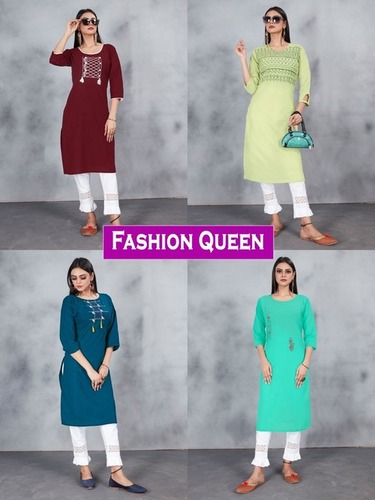 Dry Cleaning Fashion Queen Premium Cotton With Embroidery Work Kurtis