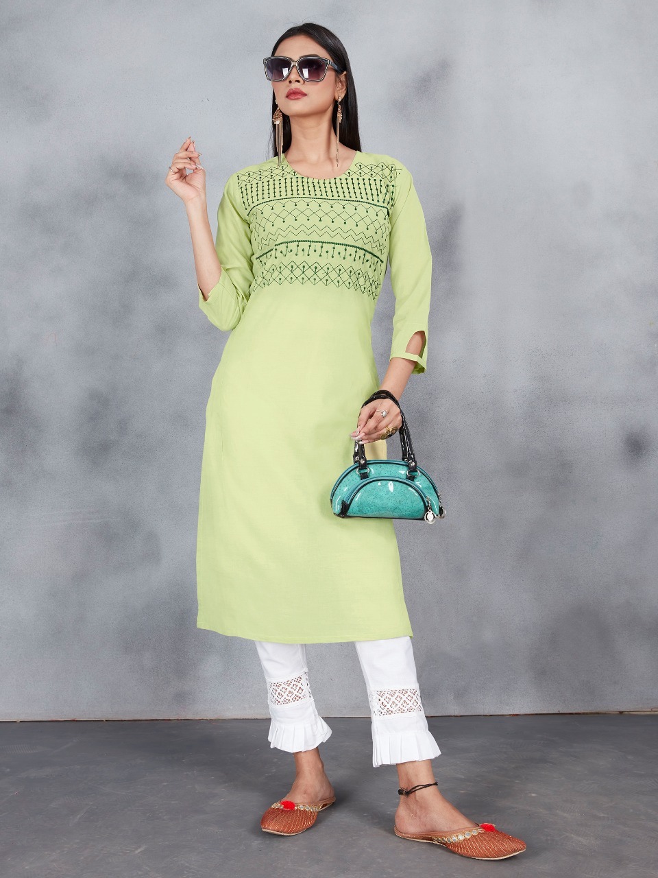 Dry Cleaning Fashion Queen Premium Cotton With Embroidery Work Kurtis