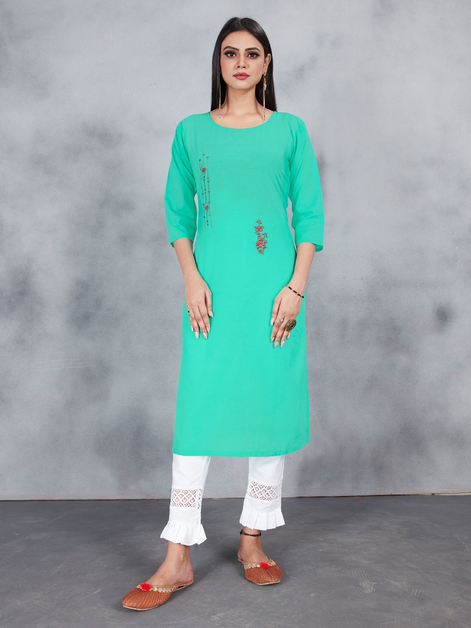 Dry Cleaning Fashion Queen Premium Cotton With Embroidery Work Kurtis