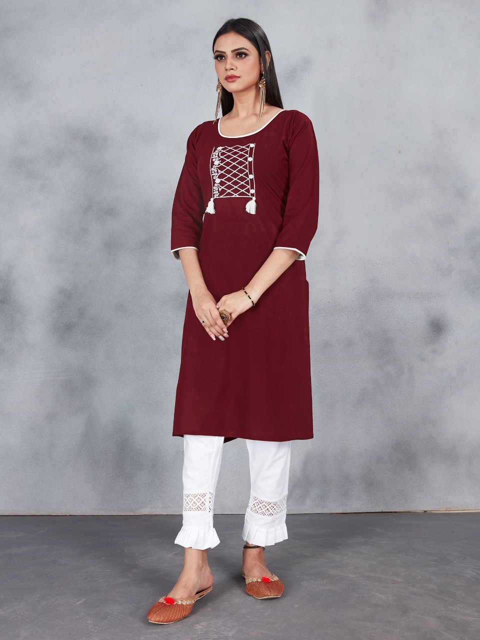 Dry Cleaning Fashion Queen Premium Cotton With Embroidery Work Kurtis