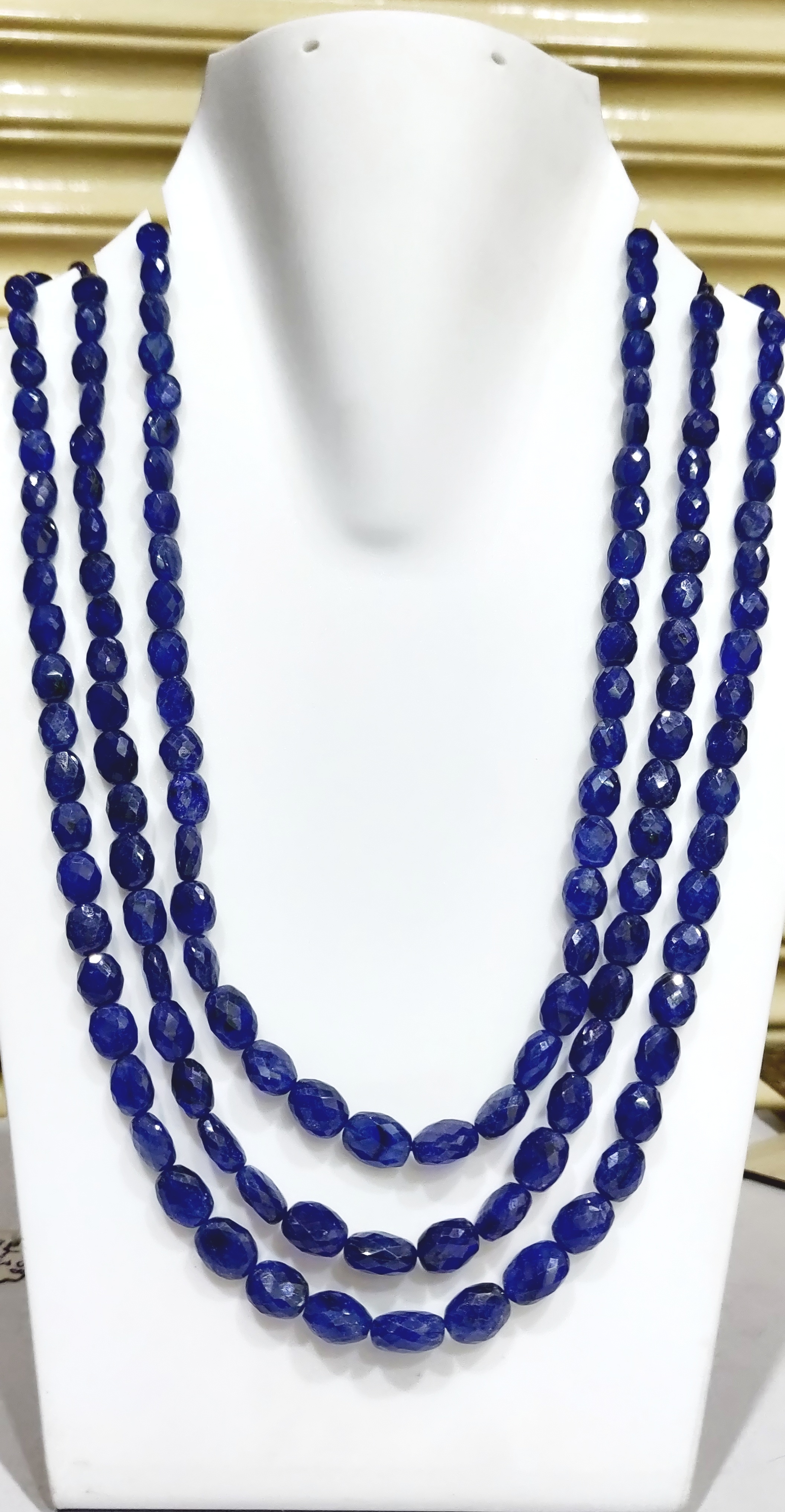 Natural Blue Sapphire Oval Shape Briolette Faceted 5x7mm To 8x11mm Size Beaded 18 Inches Long Necklace Top Quality Precious Gemstone