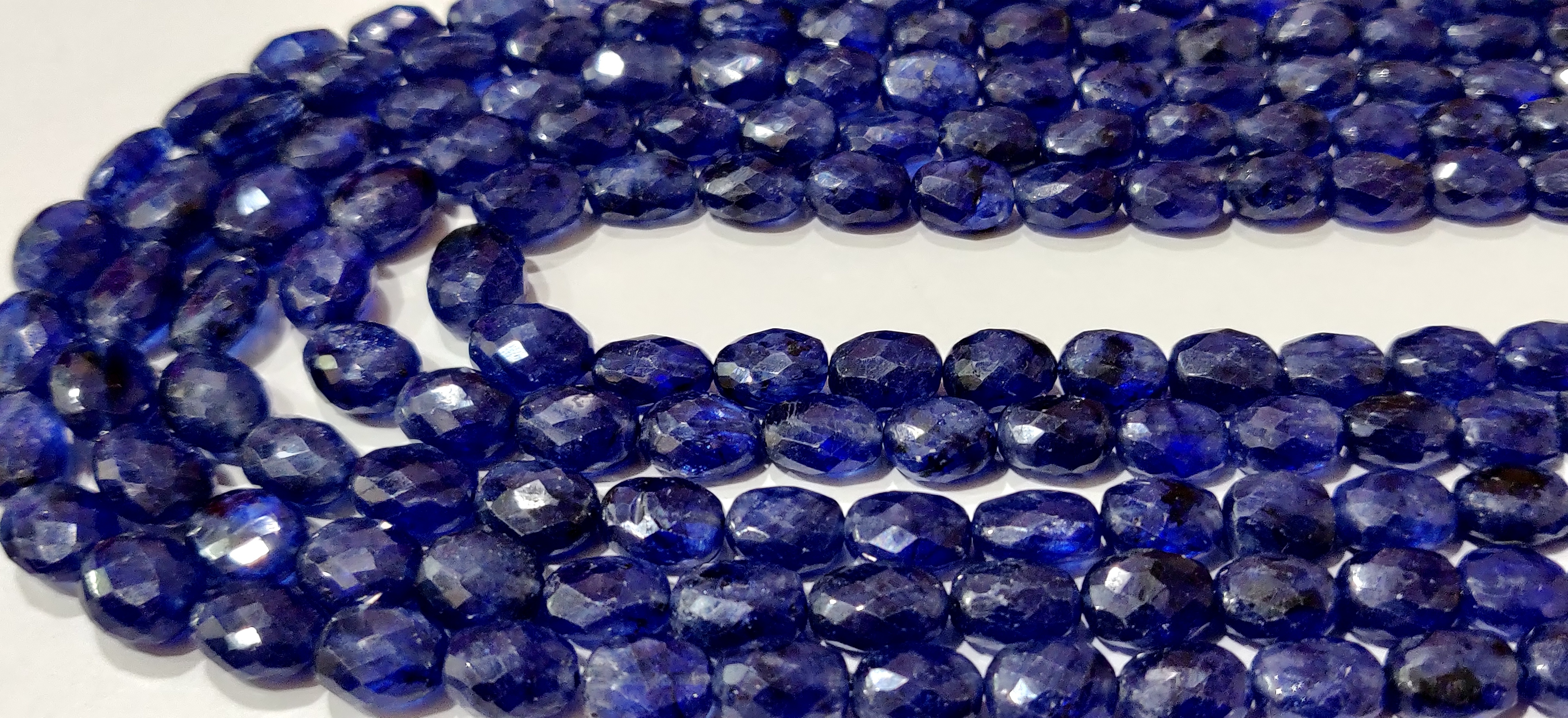 Natural Blue Sapphire Oval Shape Briolette Faceted 5x7mm To 8x11mm Size Beaded 18 Inches Long Necklace Top Quality Precious Gemstone