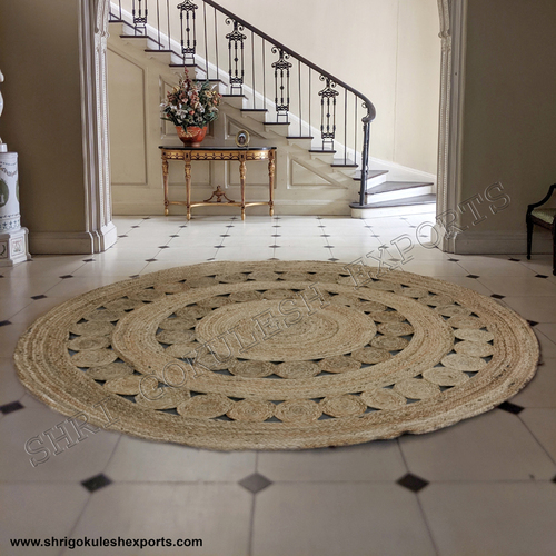 Handmade Round Jute Rug - Custom Sizes and Colors | Modern Design, Hand Washable, Non-Bleeding Quality