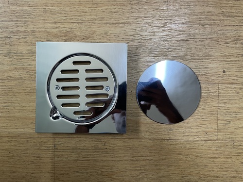 3 Piece Stainless Steel Floor Drain - Size 100x100-200x200mm, Color Silver | Floor Mounted, Polished Finish, 1mm Thickness, 1-Year Warranty