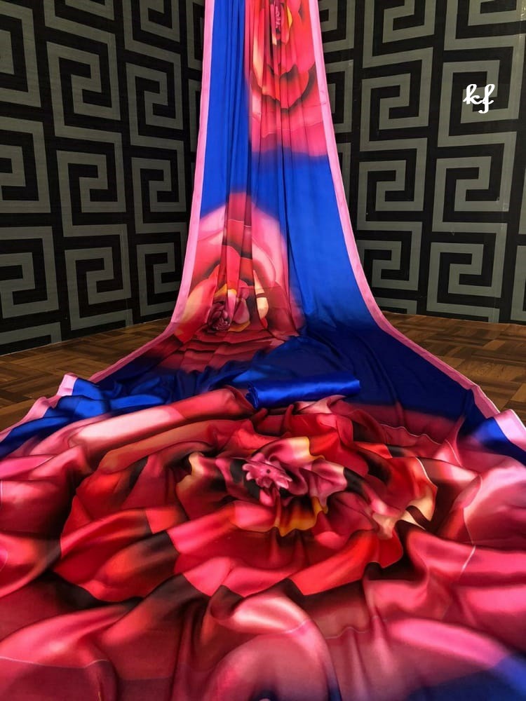 Multi Colour Ladies Satin Silk Saree