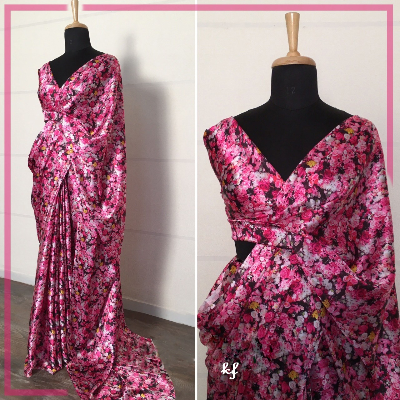 Saree - Heavy Pure Sartin Silk, Multi Colour With Gorgeous Print | Bollywood Style For All Seasons