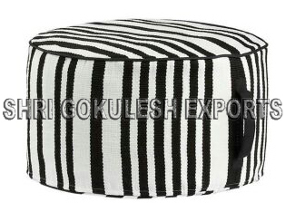 Customized Indian Handmade Designer Cotton Poufs Seating Ottomans Woven Technics