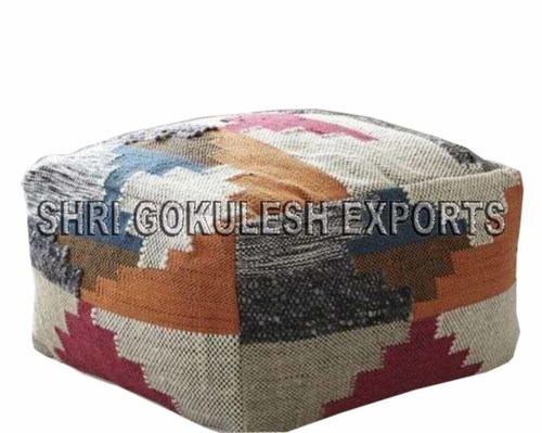 Customized Cotton Poufs And Ottomans Indian Handmade Woven Technics