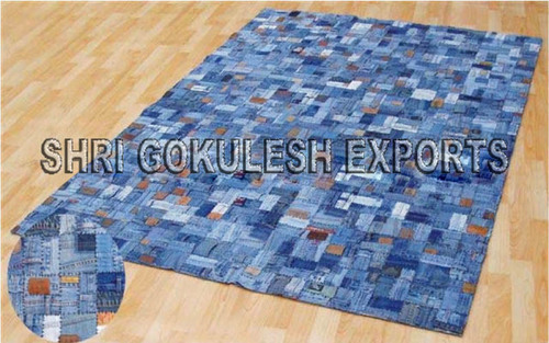 Indian Handmade Stylist Cotton Denim Floor Carpets Back Material: Woven Back