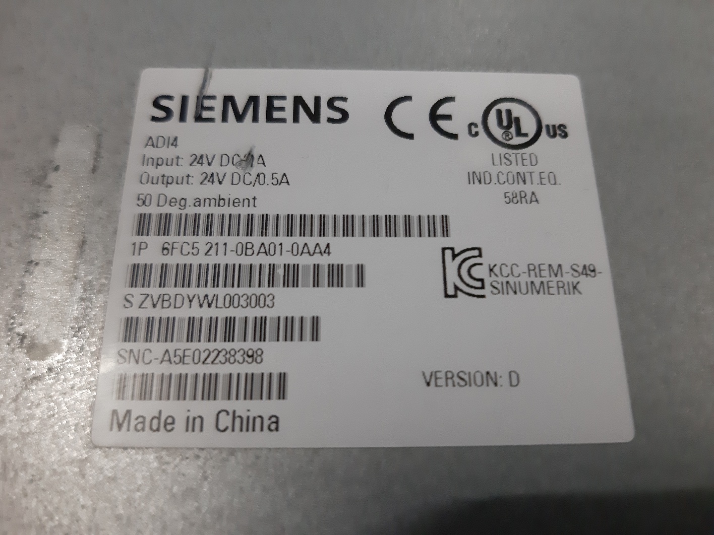 Siemens Ac Drive Interface 6fc5211-0ba01-0aa4