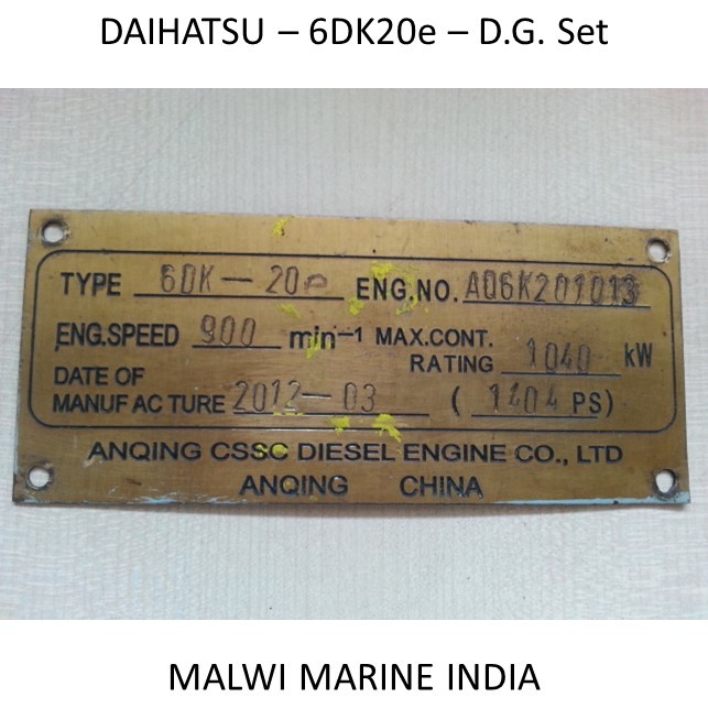 Daihatsu-8dk20-6dk20e-6dk20-5dk20e-5dk20 Diesel Generator Engine