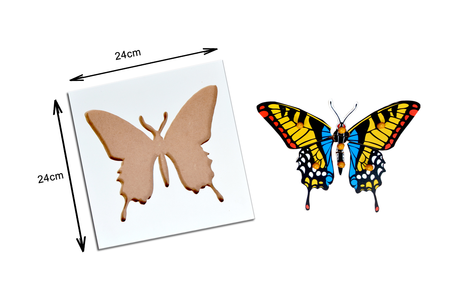 Kidken Montessori Butterfly Puzzle - Wooden | 24x24 Cm Multi-color Educational Zoology Puzzle Toy For 2+ Years