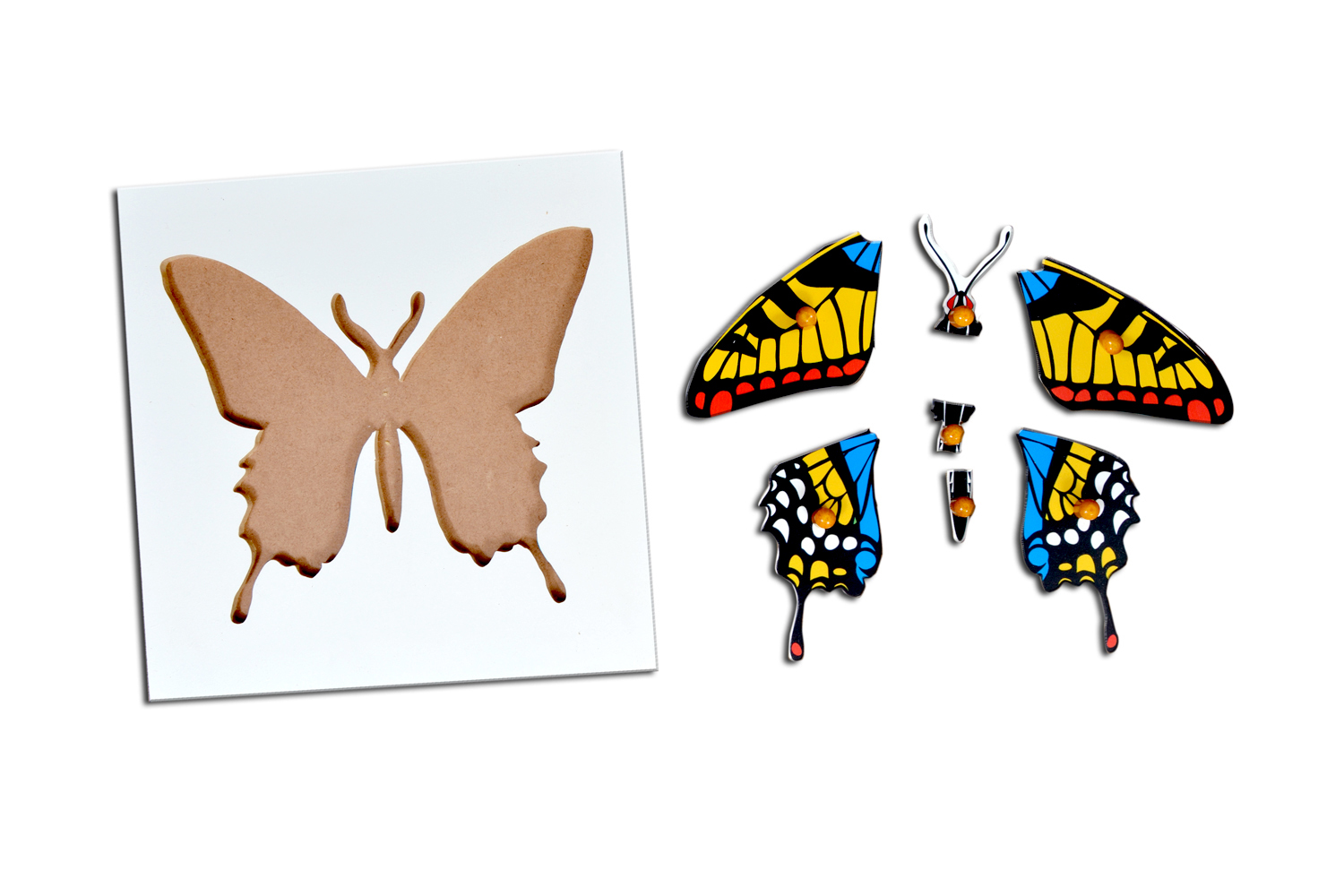 Kidken Montessori Butterfly Puzzle - Wooden | 24x24 Cm Multi-color Educational Zoology Puzzle Toy For 2+ Years
