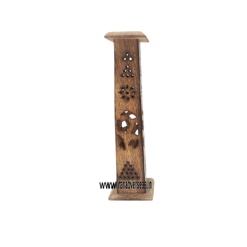 Wooden Incense Sticks Burner Holder Tower - Hand Crafted Wood, Carved and Polished Finish | Folk Art and Religious Style, Easy to Clean, Ideal for Home and Holiday Decoration