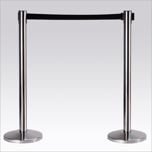 Stainless Steel Queue Manager - 1.2 mm Gauge, 1000 mm Height, 320 mm Base Diameter, 2-5 m Belt Length | Durable Stainless Steel Construction