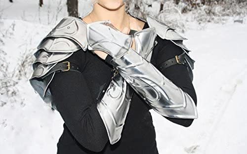 Nauticalmart Larp Medieval Fantasy Costume Elven Steel Armor: A Pair Of Arm Bracers And Shoulders Pauldrons