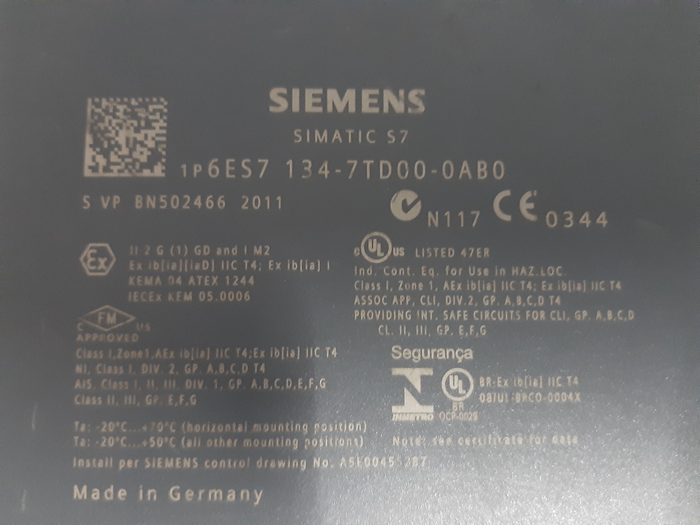 Siemens Simatic Et200isp Module 6es7 134-7td00-0ab0