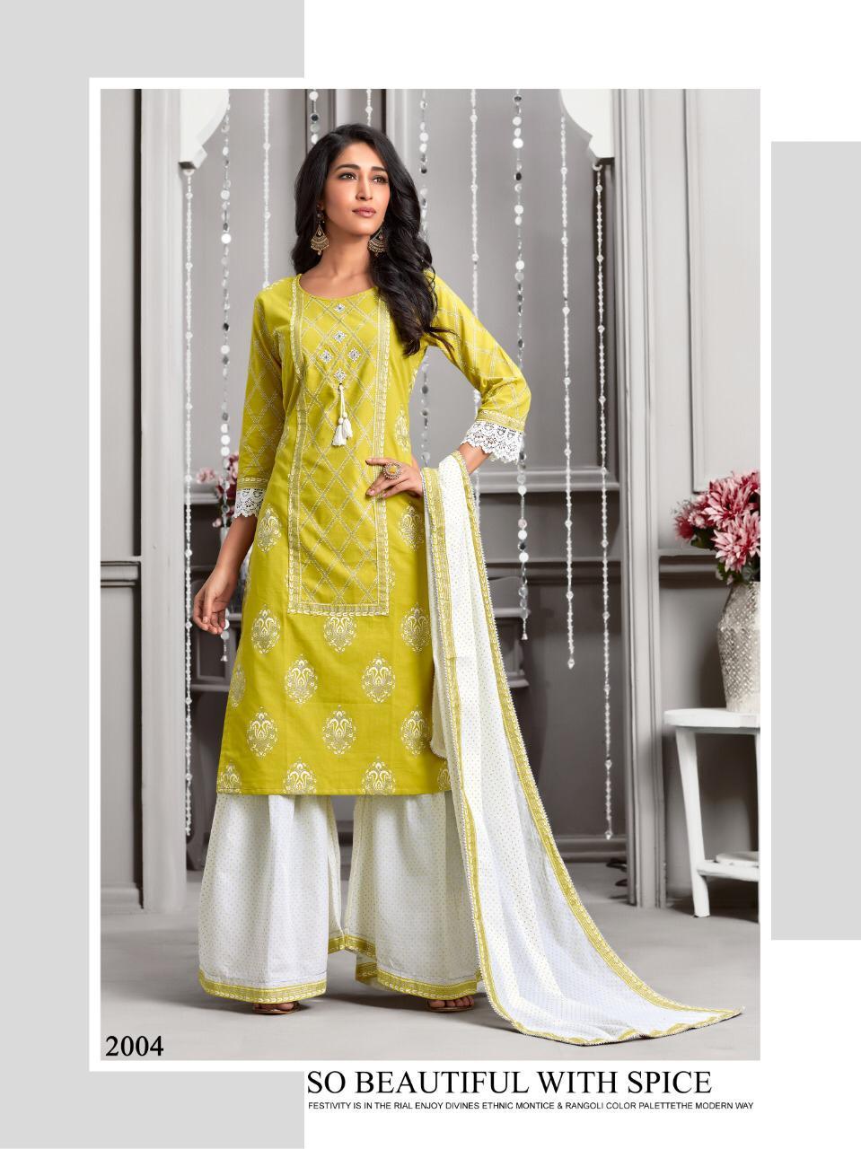 Silk Crystal Vol-2 Chanderi Silk, Rayon Top Wid Thread Work Kurtis