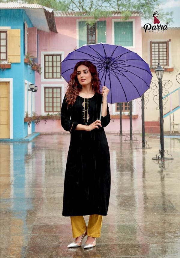 Gloria Vol 1 Rayon 14 Kg Liva Tage With Khatli Work Kurtis - Size M (38), L (40), Xl (42), Xxl (44), 3xl (46), Length 46" | Features: 3/4th Sleeve, Embroidered Pattern, Washable, Quick Dry